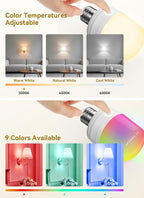 Minetom E26 Rechargeable Light Bulbs with Remote and Timer, Battery Backup Bulb with 12 Colors and Brightness Dimmable, 2300mAh 40W Equivalent LED Light Bulbs for Lamps Sconces Camping, 4 Pack