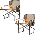 TIMBER RIDGE Lightweight Oversized Camping Chair, Aluminum Directors Chair with Side Table for Outdoor Camping, Lawn, Picnic and Fishing, Supports 400lbs, Tan 2Pack