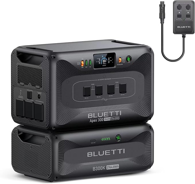 BLUETTI Apex 300 Solar Generator & B300K (2025 New) with Hub D1, 2764.8Wh LFP Battery Backup Power Station with 6 3840W AC Outlets, RV-Optimized DC Ports (50A Anderson), Ideal for Camping and RV Life