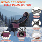 CAMPHILL Heated Camping Chairs,Oversized Padded Heating Lawn Chair with Cup Holder,Wide&Thick,Heavy Duty Folding for Patio,Tailgates,and Sports,Battery NOT Included,Purple