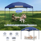 KAMPKEEPER 12x12 Pop Up Canopy Tent,Heavy Duty Outdoor Sun Shade for Events,Camping,Parties - Polygonal Patio Gazebo with Wheeled Bag,4 sandbags(Navy Blue)