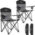 SUNNYFEEL Oversized Folding Camping Chair 2 Pack 800 LBS Heavy Duty for Big Tall People Red Padded Portable Collapsible Chairs with Armrest Cup Holder & Pocket for Outdoor Travel Picnic Camp Sports