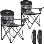 SUNNYFEEL Oversized Folding Camping Chair 2 Pack 800 LBS Heavy Duty for Big Tall People Red Padded Portable Collapsible Chairs with Armrest Cup Holder & Pocket for Outdoor Travel Picnic Camp Sports