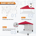 EAGLE PEAK Commercial Canopy 10x10 Pop Up Canopy Tent with 1 Sidewall, Easy Setup Heavy Duty Instant Event Shelter for Vendors & Markets, Outdoor Sun Shade, Red