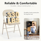 DUMOS 6 Pack Leather Padded Folding Chair, Indoor Outdoor Portable Stackable Commercial Seat with Steel Frame, Capacity for Home, Office, Party, Comfy, Kahki