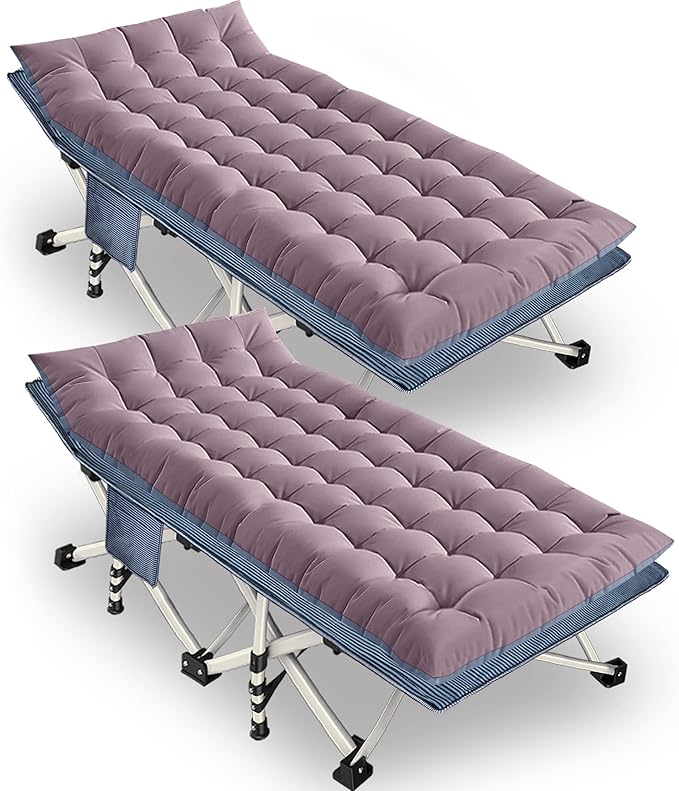 2-Pack Oversize Cot 79x18x32 Inch Extra Large Width XXL Camping Cot with Mattress Folding Cot Heavy Duty Comfortable Cots for Sleeping Guest Bed with Carry Bag Easy to Set-up for Home Indoor Outdoor