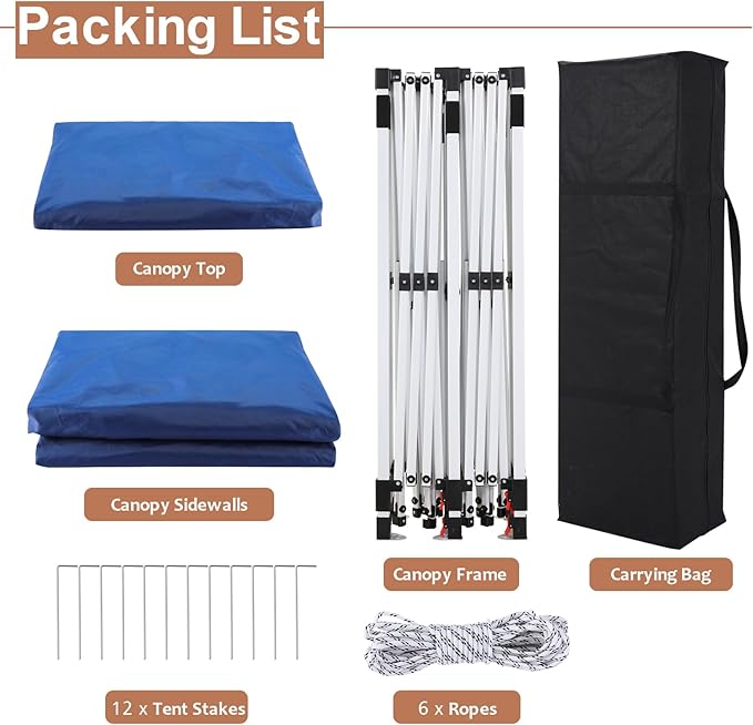 COBIZI 10x20 Pop Up Canopy Tent with Sidewalls,Party Tent Outdoor Gazebos, Waterproof & UV50+,3 Adjustable Heights,Higher Frame Design - Extra Tall for Parties Backyard,Weddings,Markets, Blue