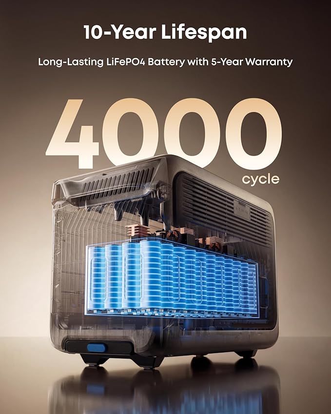 Anker SOLIX F3000 Portable Power Station with Home Backup Kit, 3,072Wh, 6,000W Recharging, Solar Generators for Home Use, Expandable to 24kWh, For Outages, Camping, RVs, Emergencies