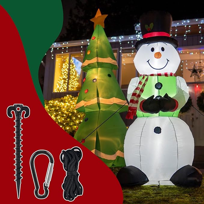 12 Sets Inflatable Stakes Replacement Set, 12 PCS 7.7" Inflatable Plastic Stakes with Tethers Ropes and Alloy Hooks, Christmas Heavy Duty Tent Stakes for Garden Yard Ground Halloween Outdoor Decor
