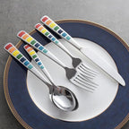 Unique Colorful Silverware Set for 10, Modern Stainless Steel Flatware Cutlery Tableware Utensil Set Knives Forks Spoons,Dinnerware Sets for Christmas Party Kitchen Wedding Gifts 40-piece