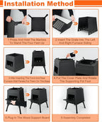 Portable Wood Burning Stove - Lightweight Cast Iron Camp Stove for Backpacking，Portable and Easy-To-Assemble Backpacking Camping Stove Kit (Black, Large)