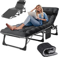 Slsy Folding Lounge Chairs Outdoor, Adjustable Sleeping Cot Chair, Portable Folding Bed Cot Chaise Lounge Chairs for Outside Beach Lawn Camping Pool Sun Tanning
