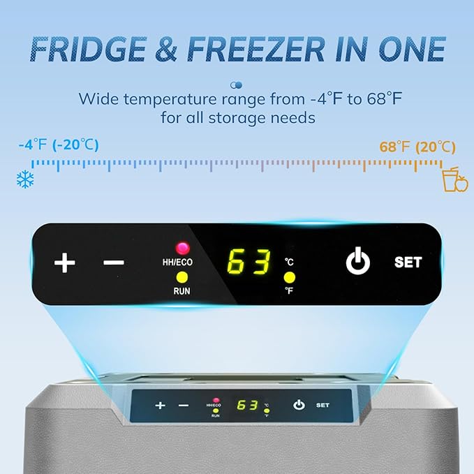 Antarctic Star 12 Volt Refrigerator,53QT(50L)Electric Cooler Compressor, Portable Refrigerator -4℉~68℉,Car Fridge 12/24V DC 100-240V AC,Portable Freezer with Wheels&2 Baskets for Camping,Travel,GREEN