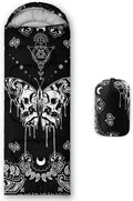 HOSIMA Butterfly Sleeping Bags for Adults and Kids for Camping,Black Gothic Ultralight Sleeping Bag for Cold Weather Summer.