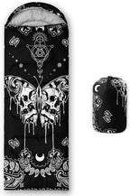 HOSIMA Butterfly Sleeping Bags for Adults and Kids for Camping,Black Gothic Ultralight Sleeping Bag for Cold Weather Summer.