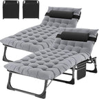 MOPHOTO Folding Chaise Lounge Chair 5-Position, Folding Cot, Heavy Duty Patio Chaise Lounges for Outside, Poolside, Beach, Lawn, Camping