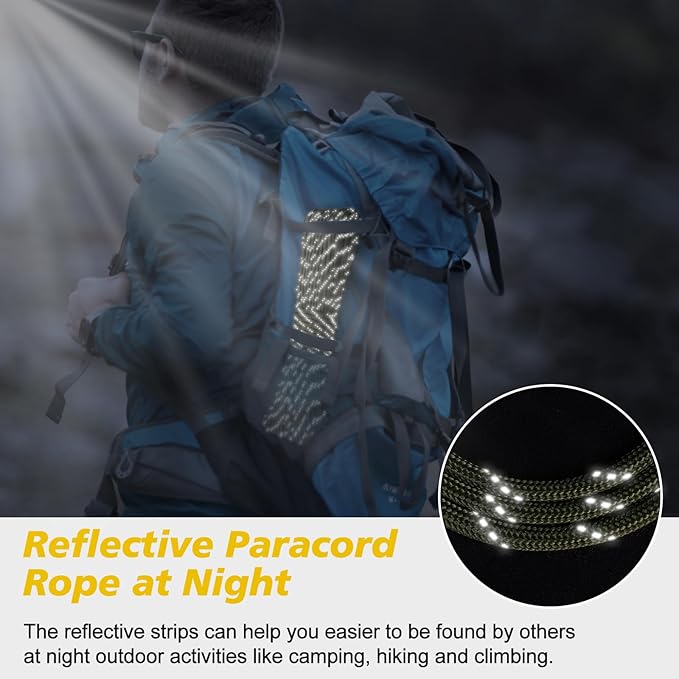 X XBEN Paracord Reflective 1000lb, 50/100/200/500/1000ft 4mm, 13 Strand Parachute Spool Cord, Heavy Duty Paracord Rope for Camping, Fishing, Hiking, Hunting, DIY Crafts, Purple