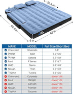 JOYTUTUS Truck Mattress for Camping, Air Bed with Inflatable Pillow for 5.5-5.8Ft, Full-Size Thicken Sleeping Pad with Cup Holder, Blow Up Bed for Car Truck Pickup F150, Grey Blue