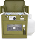 Hike Crew Outdoor Gas Camping Oven w/Carry Bag | CSA Approved Portable Propane-Powered 2-Burner Stove & Oven | Auto Ignition, Overheat Safety Shutoff, Built-In Thermometer | Hose & Regulator Included