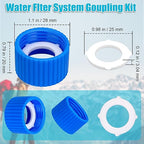 3 Pcs Water Filter Coupling Kit, Filtration Cleaning Couplings with 15 Pcs Gasket Seals, for 28mm External Threaded Water Filters and Standard Plastic Bottles for Hiking Camping