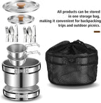 11Pcs Camping Cookware Set，Portable Camping Essentials with Accessories，Stainless Steel Lightweight Nonstick Pots、Pans、Bowls and Utensils for Backpacking RV Tailgating Cooking and Outdoor Cooking