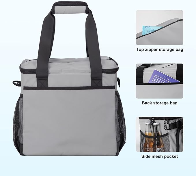 Soft Travel Coolers Bags Insulated Cooling 16hour for Camping Hiking Beach Travel Soft Sided Insulated Cooler Bag 20/48Cans for Women Men