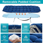 Slsy Folding Camping Cot for Adults with Pad, Padded Portable Sleeping Cots, Camp Bed with Carry Bag for Outdoor Travel, Beach, Hiking