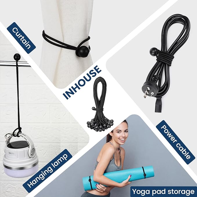 100 Pcs 12 Inch Ball Bungee Cords Tarp Tie Down Bungee Cords with Balls Heavy Duty Outdoor Tarp Straps for Canopy Shelter Camping Cargo Tent Poles UV Resistant