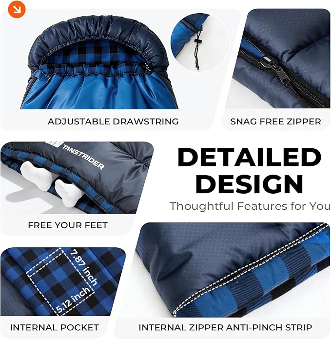 Cotton Flannel XXL Sleeping Bags for Adults Cold Weather Camping Sleeping Bag for Adults Kids Teens with Compression Sack,Camping Gear for Traveling,Hiking,Climbing,Outdoor,Indoor
