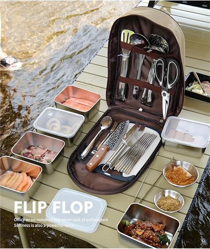 Outdoor Tableware Portable Set Picnic Knife Kitchen Storage Utensils Picnic Supplies Full Set of Camping Equipment