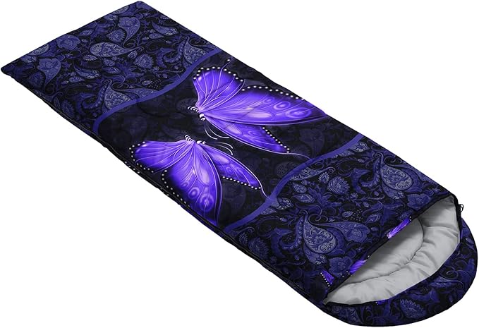 HOSIMA Butterfly Sleeping Bags for Adults and Kids for Camping,Black Gothic Ultralight Sleeping Bag for Cold Weather Summer.