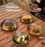 Boundless Voyage Ultralight Titanium Bowl Pan Plate Dish with Carry Bag Outdoor Camping Portable Tableware Cookware (Ti15166B (Plate-S))