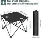 Folding Camping Table with 2 Cup Holders, Portable Picnic Table 600D Oxford Fabric, Lightweight Beach Table with Carrying Bag for Outdoor, Camping, Picnic, Beach, BBQ