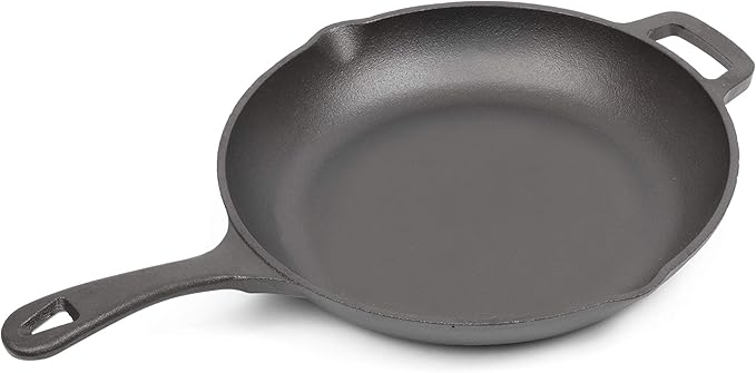 Commercial CHEF 10-Inch Cast Iron Sauté Skillet, Pre-Seasoned Cast Iron, Integrated Hanging Hole in Handle, Works on All Cooktops Including Induction, Outdoor Skillet for Campfires or Grills, CHFL10