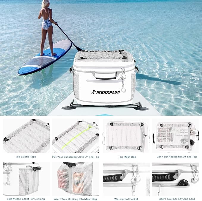Waterproof PVC Material Paddleboard Cooler Deck Bag,40 cans Sup Deck Cooler Bag,Cooler Bag for Paddleboard,Lunch Box Cooler Insulated Bag,Camping Cooler Bag,Kayak Cooler Bag