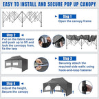 Yesker 10x20 Pop Up Canopy Tent with Sidewalls Instant Outdoor Canopy, Waterproof & UV Protection, Easy Setup Adjustable Height Heavy Duty Shelter Gazebo Tent for Patio Backyard Party Events, Gray