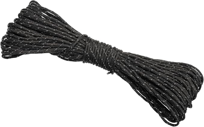 PATIKIL 65 Feet Reflective Guyline Camping Paracord, 3mm Tent Cord Guyline Rope Nylon Paracord Rope for Camping Tent Tarp Hiking Black (20M)