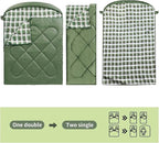 ShinHye Double Sleeping Bag for Adults with 2 Pillows, Camping Sleeping Bags Flannel Cotton 2 Person Sleeping Bags XXL Queen Size Sleeping Bag for Cold Weather