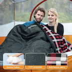 Double Sleeping Bag Flannel for Adults with 2 Pillows 2 Person Sleeping Bags Camping XXL Queen Size Two Person Sleeping Bag for Cold Weather