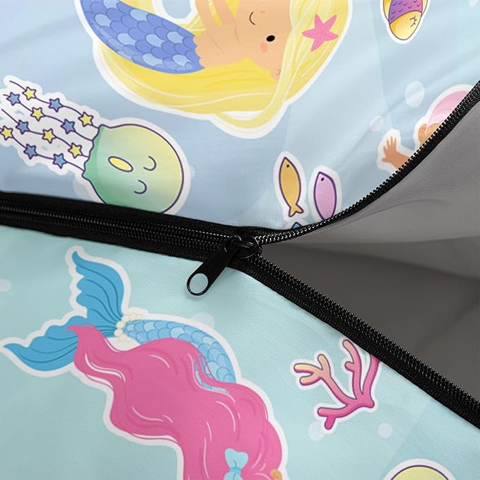 Kids Sleeping Bag for Boys Girls,Blue Ripples Print-Lightweight Warm Portable Outdoor Indoor-Waterproof Cold Weather Resistant Sleeping Bag for Camping Hiking