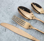 Silverware Flatware Cutlery Set， 4/16/24/32/40/48-piece Palace Tableware Set Retro Embossed Tableware Creative Golden Tableware Knife， Fork and Spoon Set，Black-10Set-40Pcs