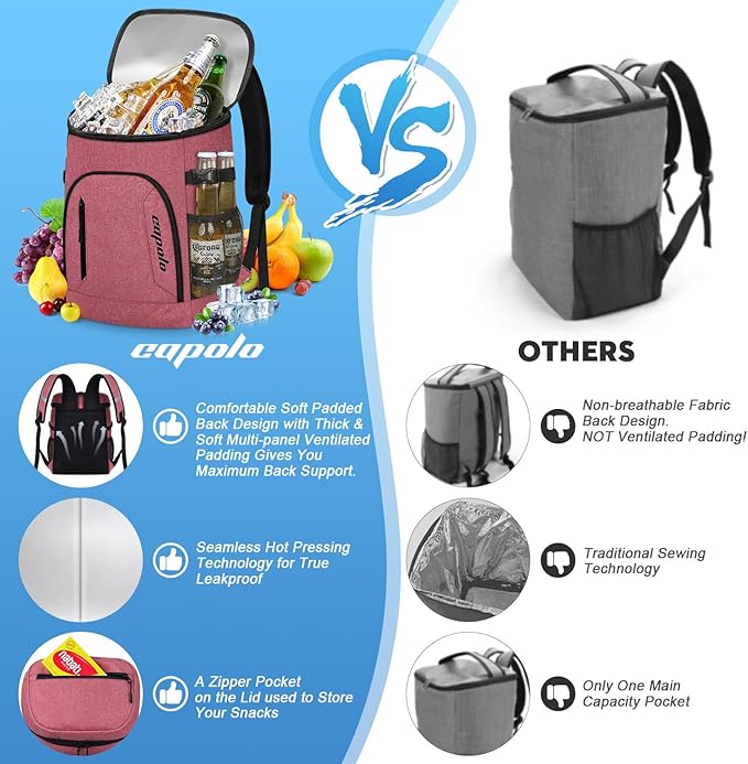 Capolo Cooler Backpack for Men Women Insulated Backpack Cooler Leak Proof Thermal Bag Beverage Soft Cooler Bag Lunch Backpack for Camping 30/45 Cans