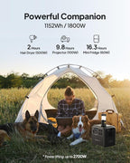 BLUETTI AC180 Portable Power Station & Charger 1 (Ships Separately), 1152Wh LFP Backup, 560W DC-DC Alternator Charger for Solar Generator, 2.5H Full Charge via Car, Ideal for Road Trips, Off-grid Use
