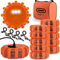 USB-C Rechargeable LED Road Flares Emergency Lights-Large Capacity (Lithium Battery) 3 in 1 Cable Roadside Warning Car Safety Beacon Flashing Disc Kit with Magnetic Base for Vehicles