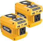220W Azocek Power Inverter Compatible with Dewalt 20V Battery (Battery not Included), DC 20V to AC 110V, 2 USB Ports & 1 Type-C Fast Charging, 400LM LED Work Light (2-Pack)