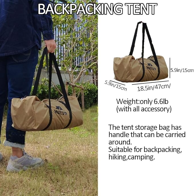 Backpacking Yurts Tent-Lightweight 4 Season Tents with Stove Jack, 1-3 Person Waterproof Hot Tent for Camping, Hiking, Outdoor Hunting, 6.6LB/10.5FT