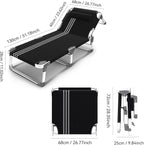 Aluminum Alloy Frame Camping Cot, Portable Folding Bed with Mattress, 5-Position Folding Chaise Lounge Chair for Indoor Outdoor