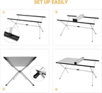 KingCamp Large Folding Camping Table Aluminum Roll Up Table Oversized Camp Table Stable Portable Outdoor Folding Table for Picnic Camping BBQ Backyard Party, 57.4''×31.4'' 6-8 Person,Support 176lbs