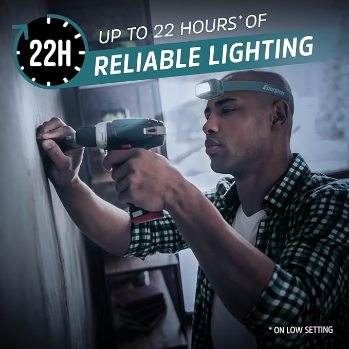 Energizer HDL40 LED Headlamp, Great Hands-Free Light for Outdoors, Multi-Colored Waterproof Headlamp Flashlight with Red Mode, 3 AAA Batteries Included