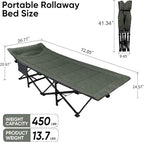 Northroad Camping Cot for Adults with Cushion and Pillow, Portable Folding Bed for Sleeping, Lightweight Tent cot with Carry Bag Supports 450 lbs (Green)